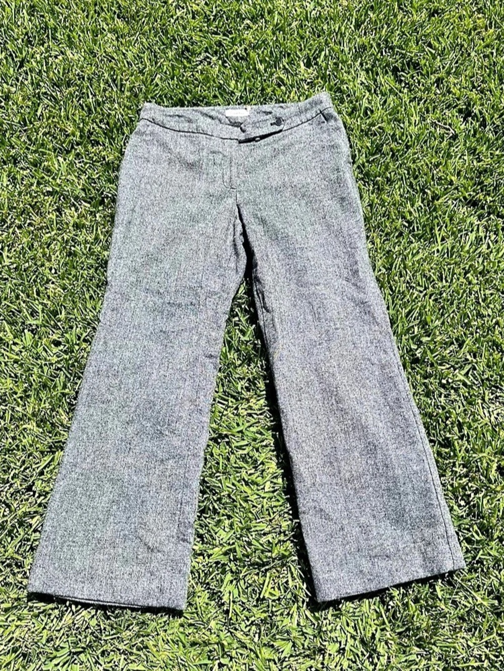 Calvin Klein Gray Wide Leg Tweed Office Business Size 10 Trousers Slacks